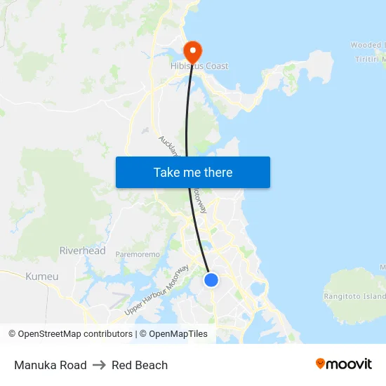 Manuka Road to Red Beach map