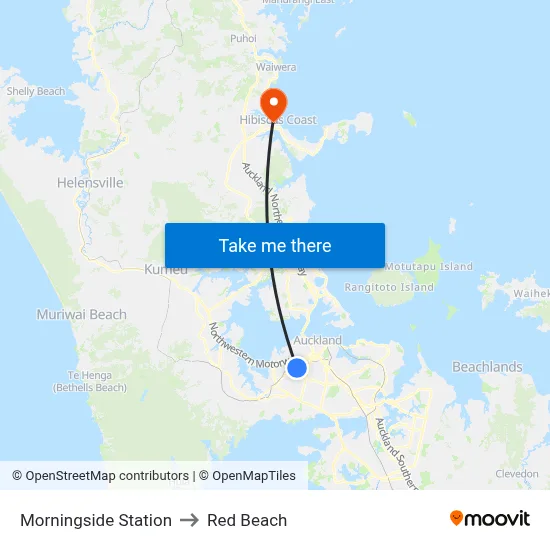 Morningside Station to Red Beach map