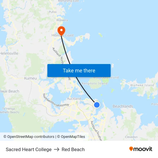 Sacred Heart College to Red Beach map