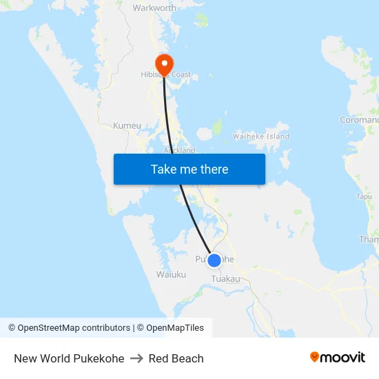 New World Pukekohe to Red Beach map