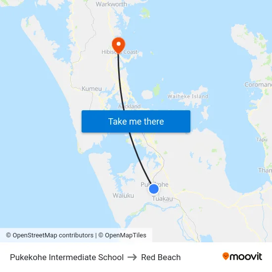 Pukekohe Intermediate School to Red Beach map