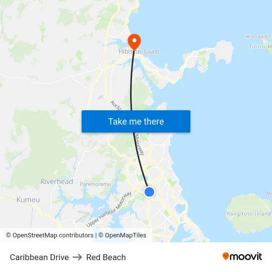 Caribbean Drive to Red Beach map