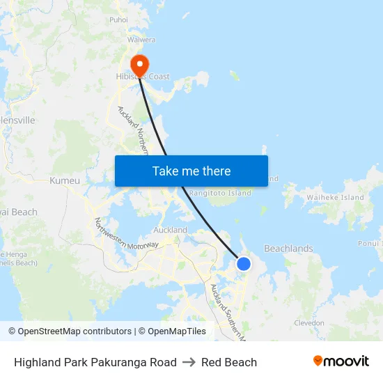 Highland Park Pakuranga Road to Red Beach map