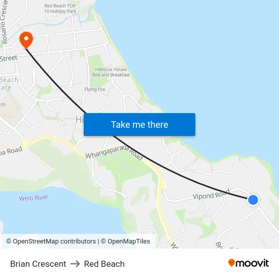 Brian Crescent to Red Beach map