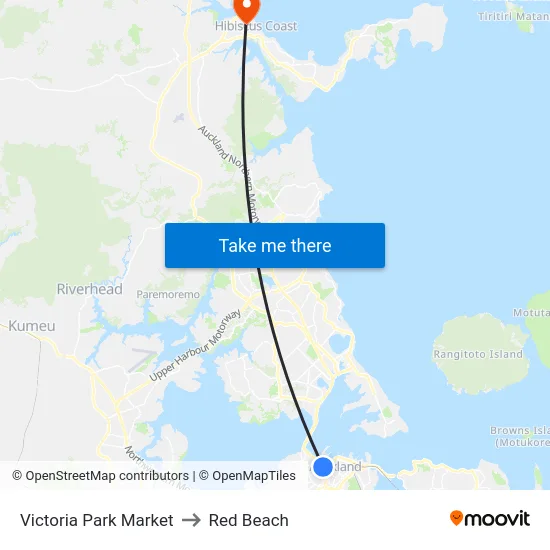 Victoria Park Market to Red Beach map