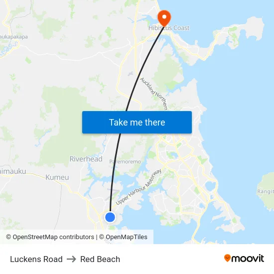 Luckens Road to Red Beach map