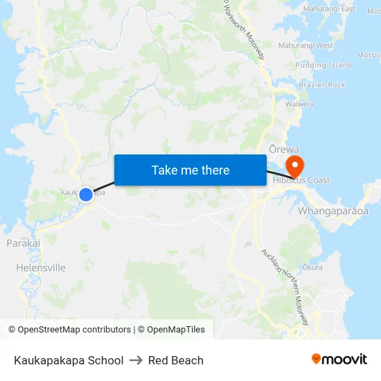 Kaukapakapa School to Red Beach map