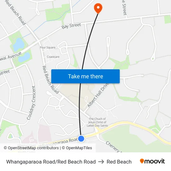 Whangaparaoa Road/Red Beach Road to Red Beach map
