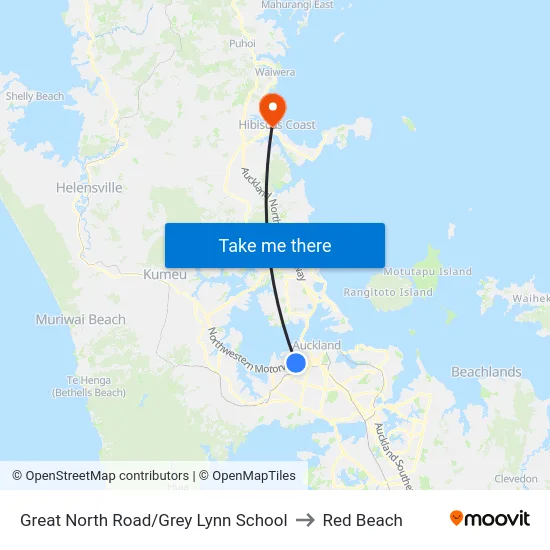 Great North Road/Grey Lynn School to Red Beach map