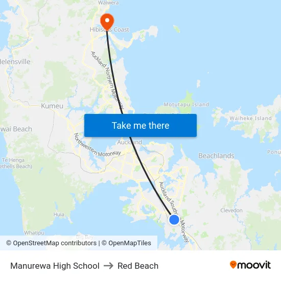 Manurewa High School to Red Beach map