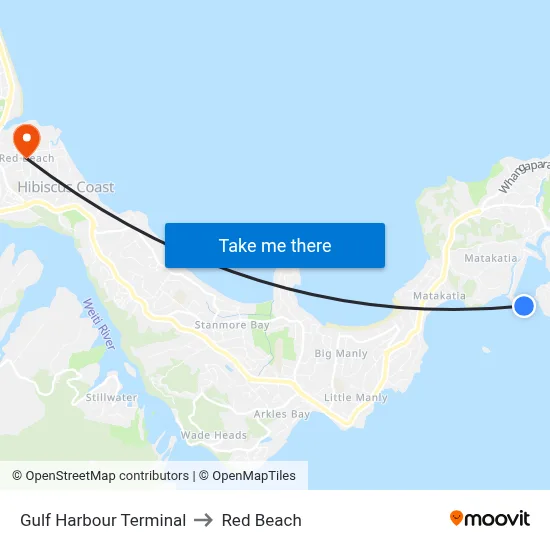 Gulf Harbour Terminal to Red Beach map