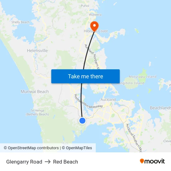 Glengarry Road to Red Beach map