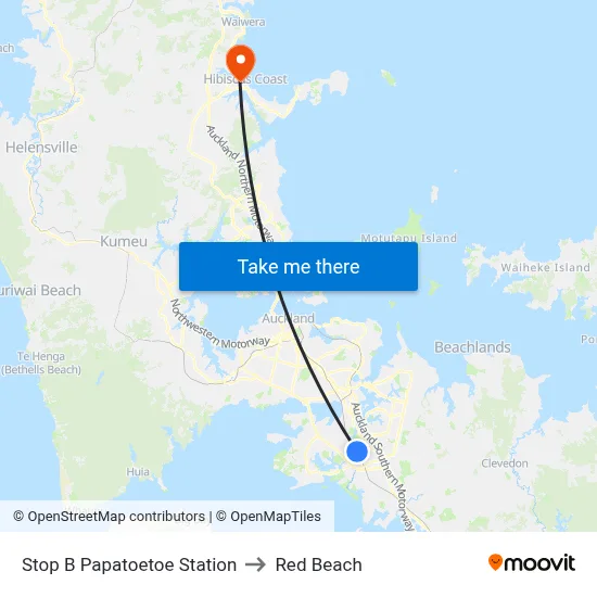 Stop B Papatoetoe Station to Red Beach map