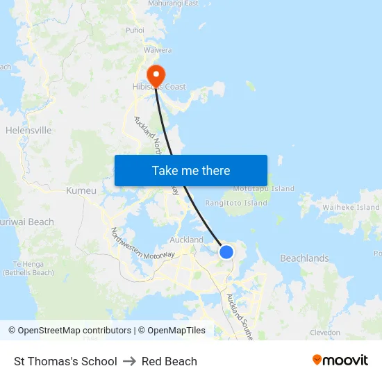 St Thomas's School to Red Beach map