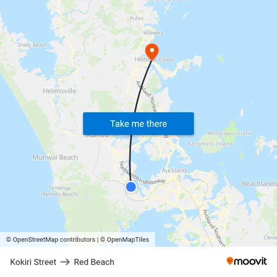 Kokiri Street to Red Beach map