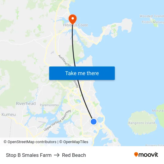 Stop B Smales Farm to Red Beach map