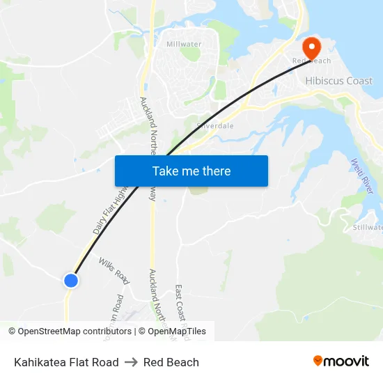Kahikatea Flat Road to Red Beach map