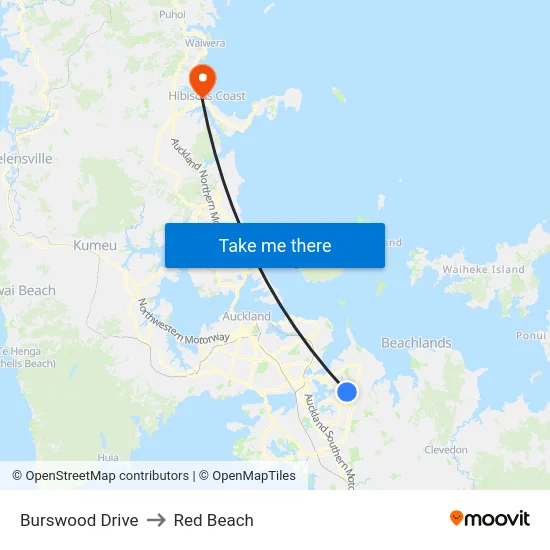 Burswood Drive to Red Beach map
