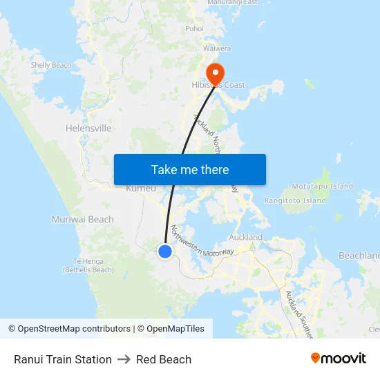 Ranui Train Station to Red Beach map