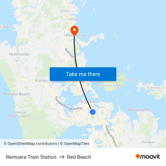 Remuera Train Station to Red Beach map