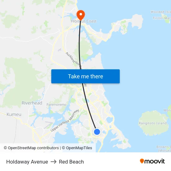 Holdaway Avenue to Red Beach map