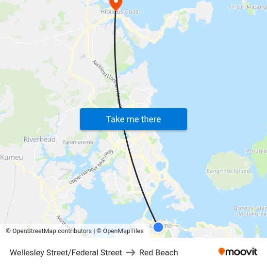 Wellesley Street/Federal Street to Red Beach map