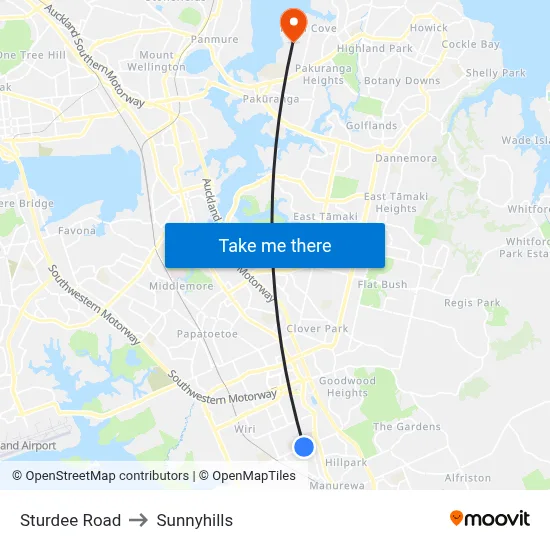 Sturdee Road to Sunnyhills map