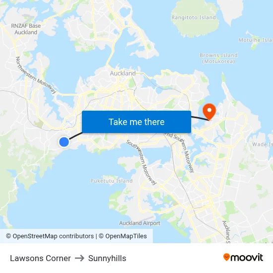 Lawsons Corner to Sunnyhills map