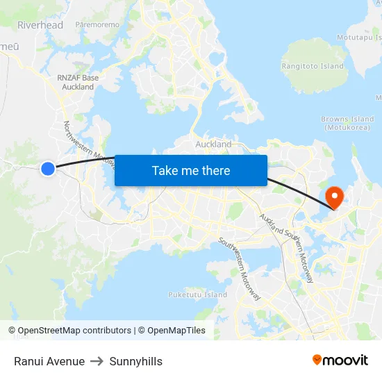 Ranui Avenue to Sunnyhills map