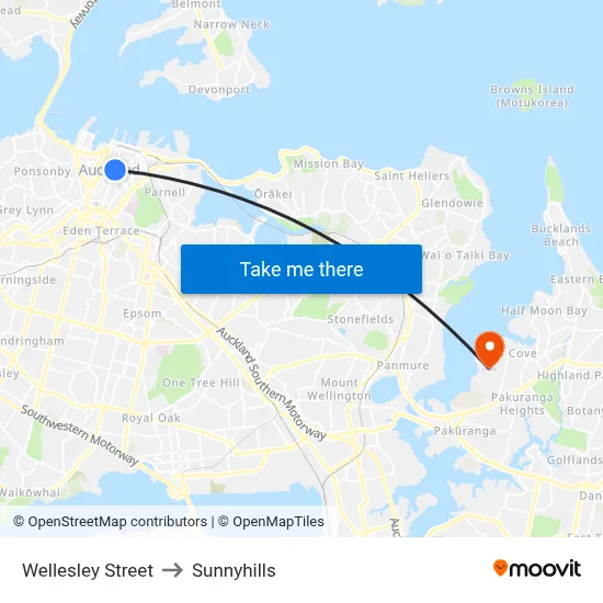 Wellesley Street to Sunnyhills map