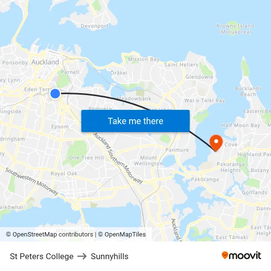 St Peters College to Sunnyhills map