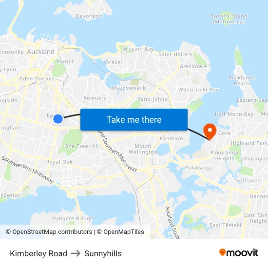 Kimberley Road to Sunnyhills map