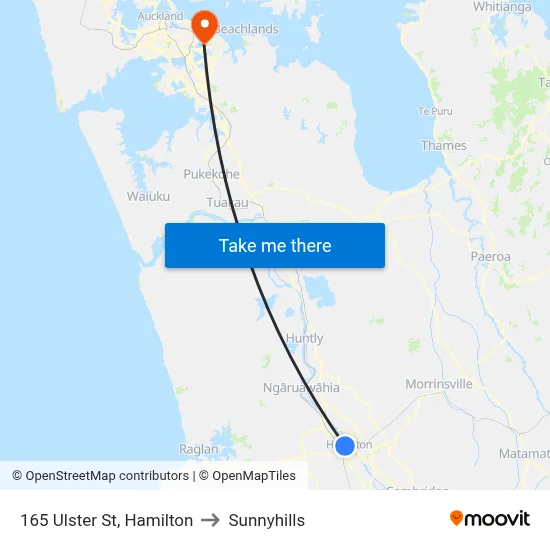 165 Ulster St, Hamilton to Sunnyhills map