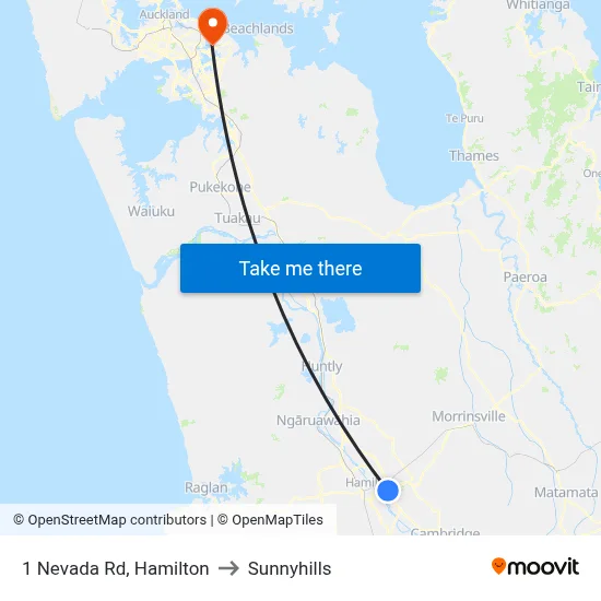 1 Nevada Rd, Hamilton to Sunnyhills map