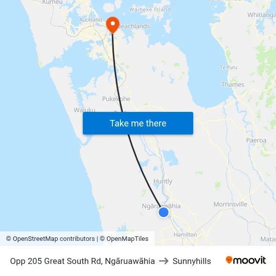 Opp 205 Great South Rd, Ngāruawāhia to Sunnyhills map