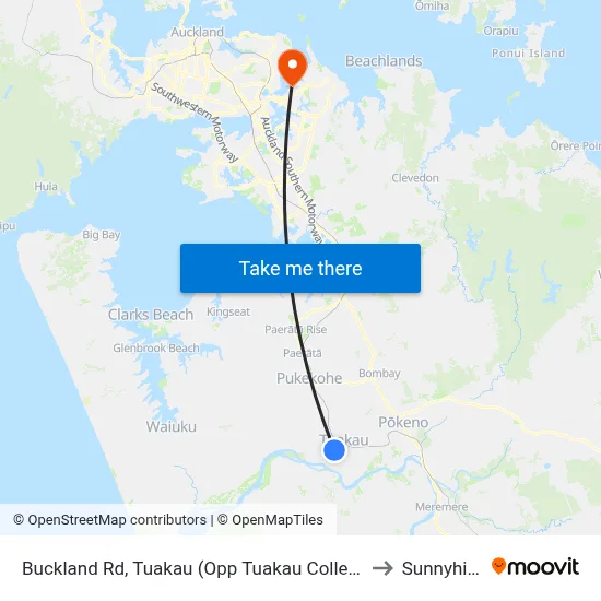 Buckland Rd, Tuakau (Opp Tuakau College) to Sunnyhills map