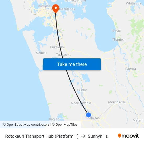 Rotokauri Transport Hub (Platform 1) to Sunnyhills map