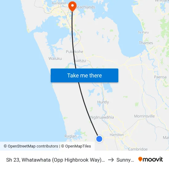 Sh 23, Whatawhata (Opp Highbrook Way) (Hail2ride) to Sunnyhills map