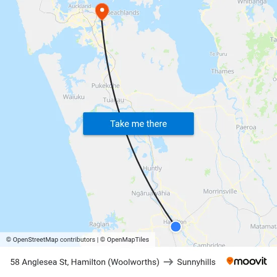 58 Anglesea St, Hamilton (Woolworths) to Sunnyhills map