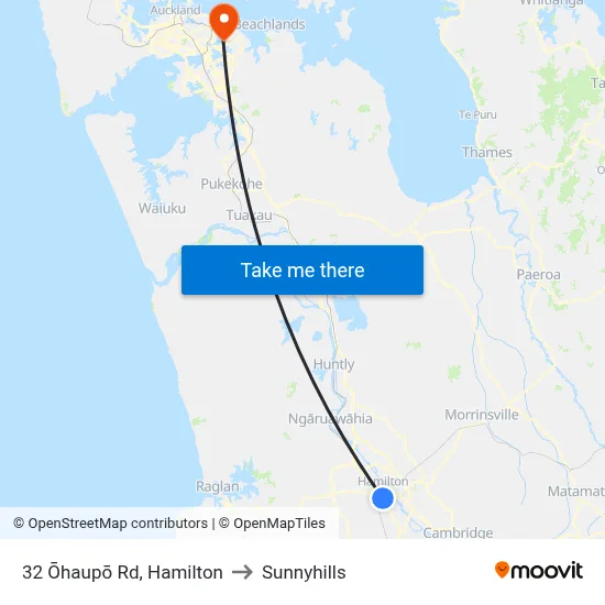 32 Ōhaupō Rd, Hamilton to Sunnyhills map