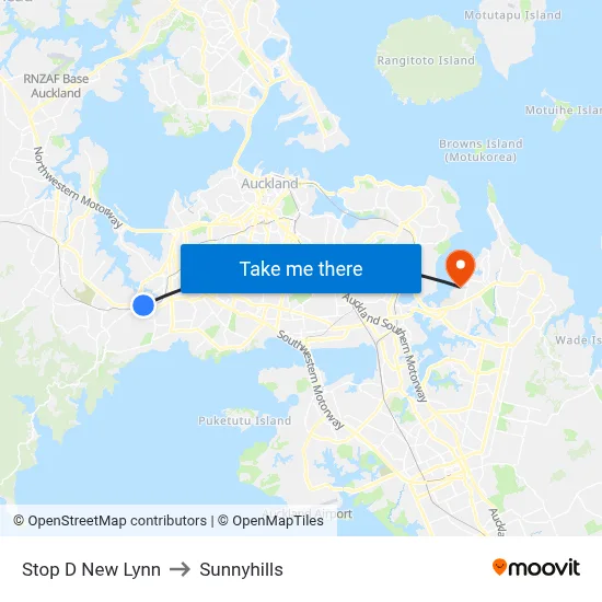 Stop D New Lynn to Sunnyhills map