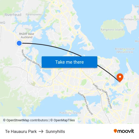 Te Hauauru Park to Sunnyhills map