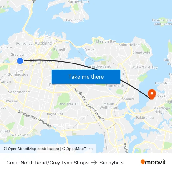 Great North Road/Grey Lynn Shops to Sunnyhills map
