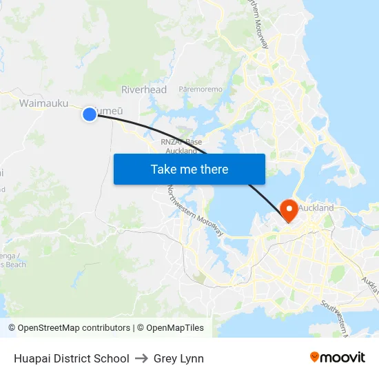 Huapai District School to Grey Lynn map