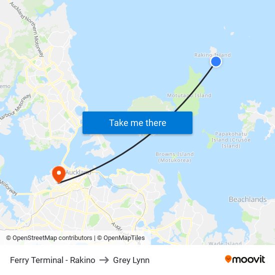 Ferry Terminal - Rakino to Grey Lynn map