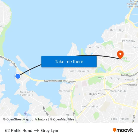 62 Patiki Road to Grey Lynn map