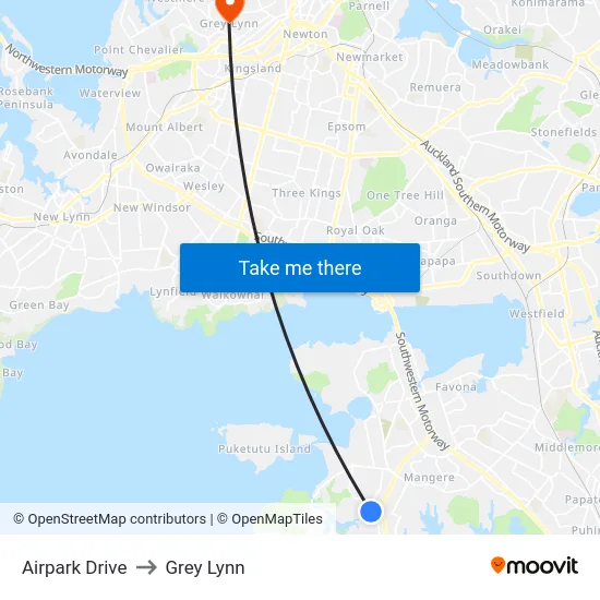 Airpark Drive to Grey Lynn map