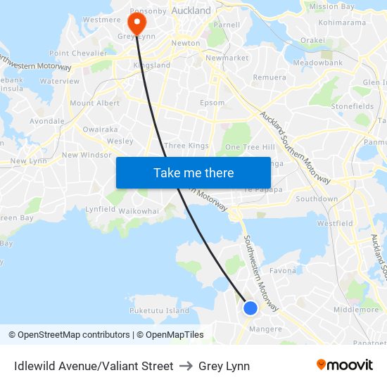 Idlewild Avenue/Valiant Street to Grey Lynn map