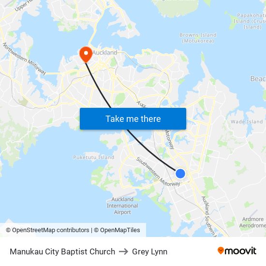 Manukau City Baptist Church to Grey Lynn map