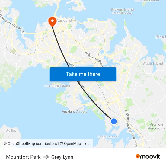 Mountfort Park to Grey Lynn map